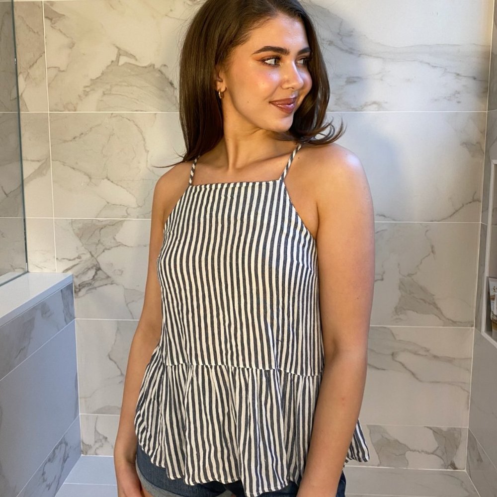 Mossimo Flowy Blue and White Tank Size S